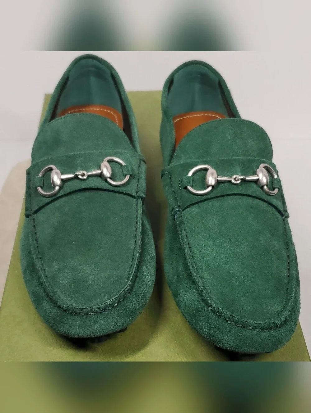 Gucci Green Suede Bit Loafers -Size 8G Elegant Slip-Ons Mens US 8 Womens 10/10.5